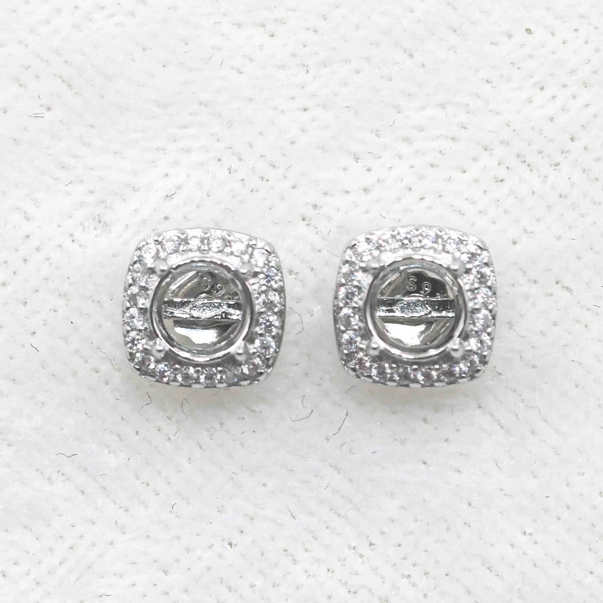 Sterling Silver 4mm/5mm Semi Mount Stud Earrings Empty Frame Support Blank Setting S925 Base Without Center Stone for DIY Inl