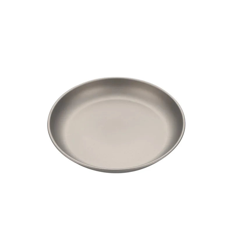 Outdoor Pure Titanium Eco-Friendly Multi-Size Dinner Plate Custom Logo for Camping Gas Induction Compatible Salad Fruit Dish