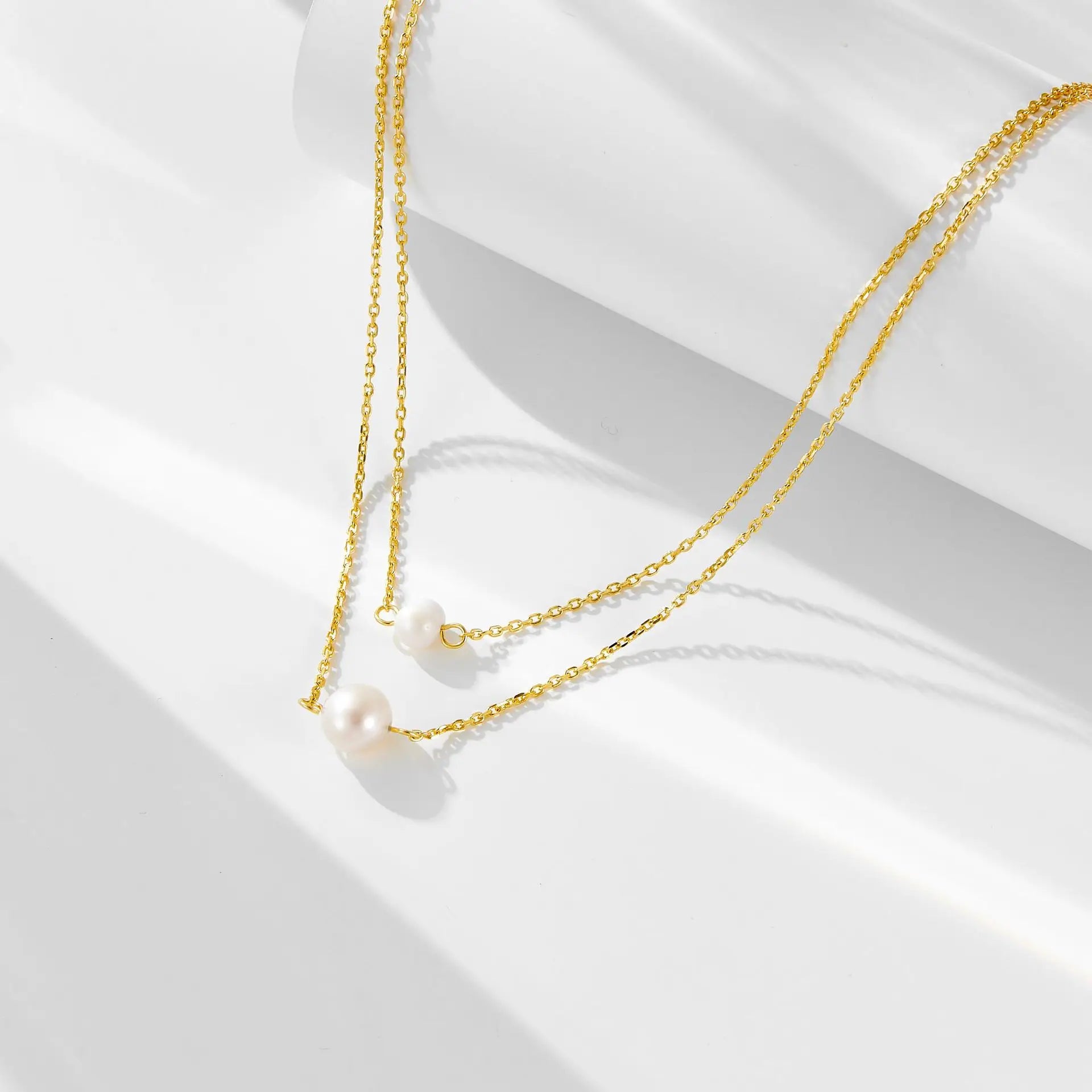 Fashion Jewelry 925 Sterling Silver Pearl Necklaces Natural Freshwater Pearls Double Layer Chain Gold Plated Necklaces for Wo