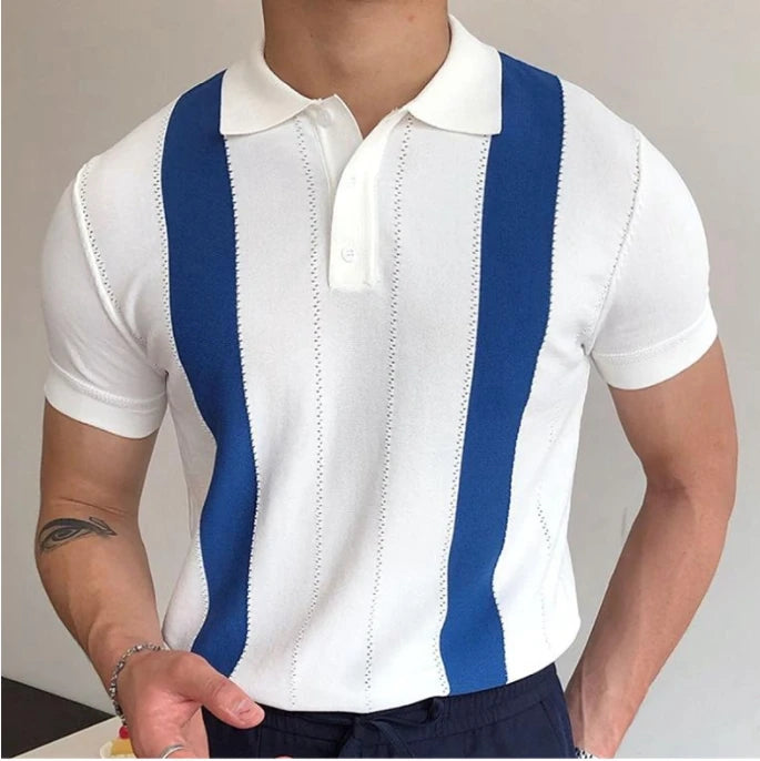 New Fashion Trend Pullover Camisetas POLO De Hombre Men's Knitted Polo Collar T-shirt