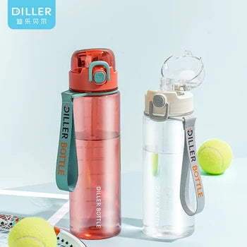 Sports Bottle Personalized Tritan BPA Free Plastic Water Bottle with Straw Large Capacity Sports Flask for Outdoor Activities