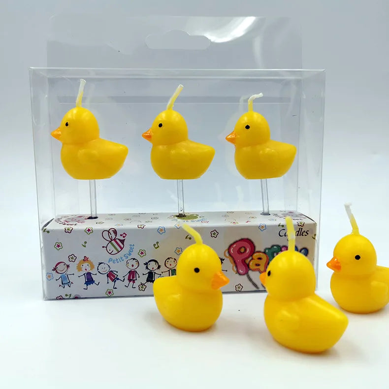 Huaming Wholesale Flameless 3D Party Animation Cartoon Birthday Cake Candles Creative Cartoon Pet Birthday Candles Yellow Duc