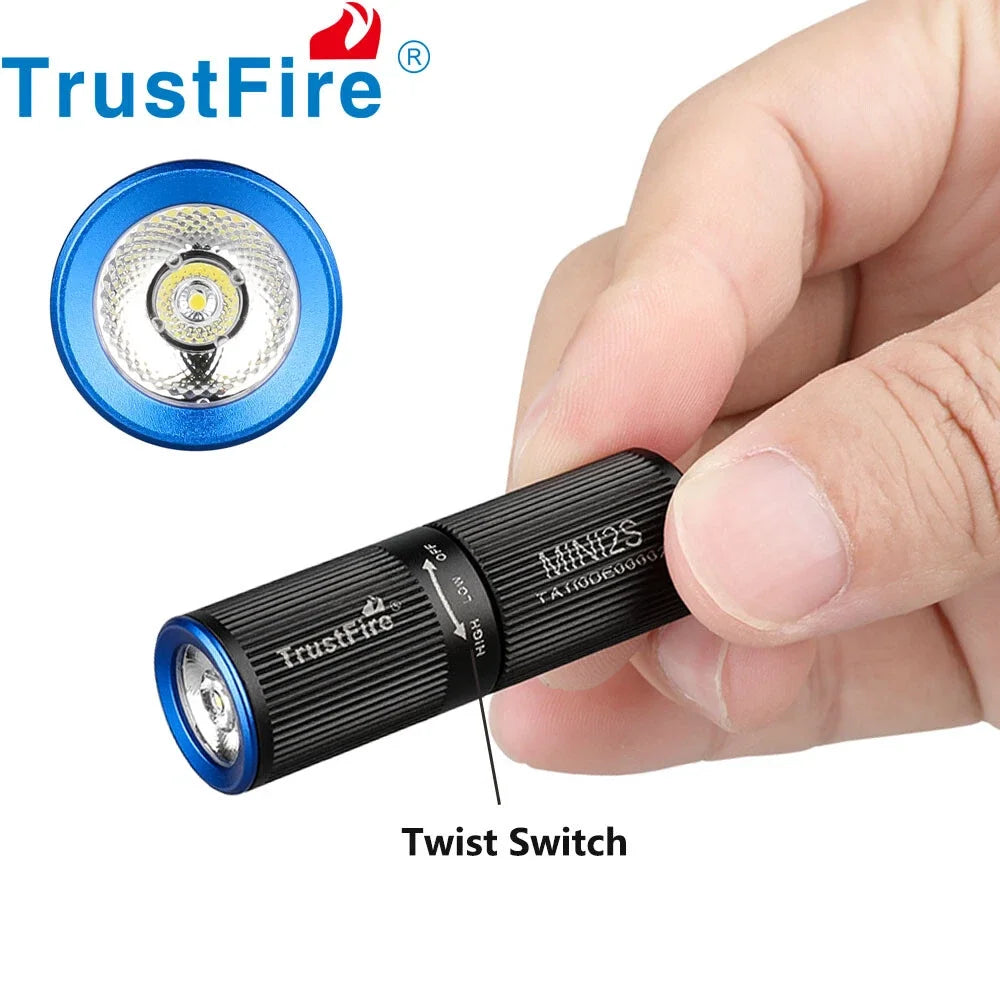 Trustfire Mini2S Portable EDC LED Flashlight Rechargeable Wholesale Aluminum Alloy Micro-USB Waterproof IP68 High/Low Camping