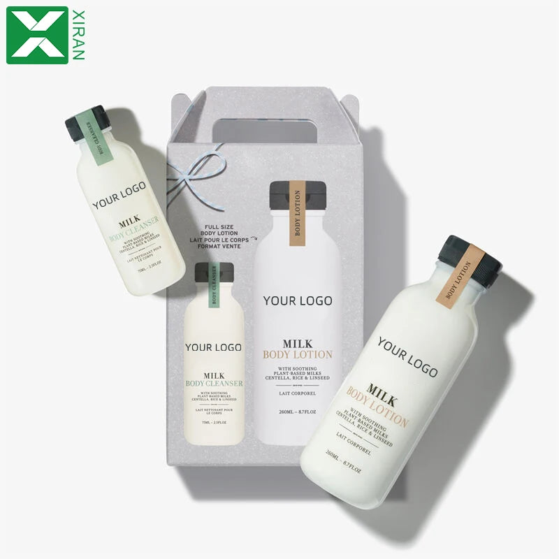 Private Label Wholesale Milk Nourishing Organic Body Care Set Gel Body Cleanser Lightening Soothing Moisturizing
