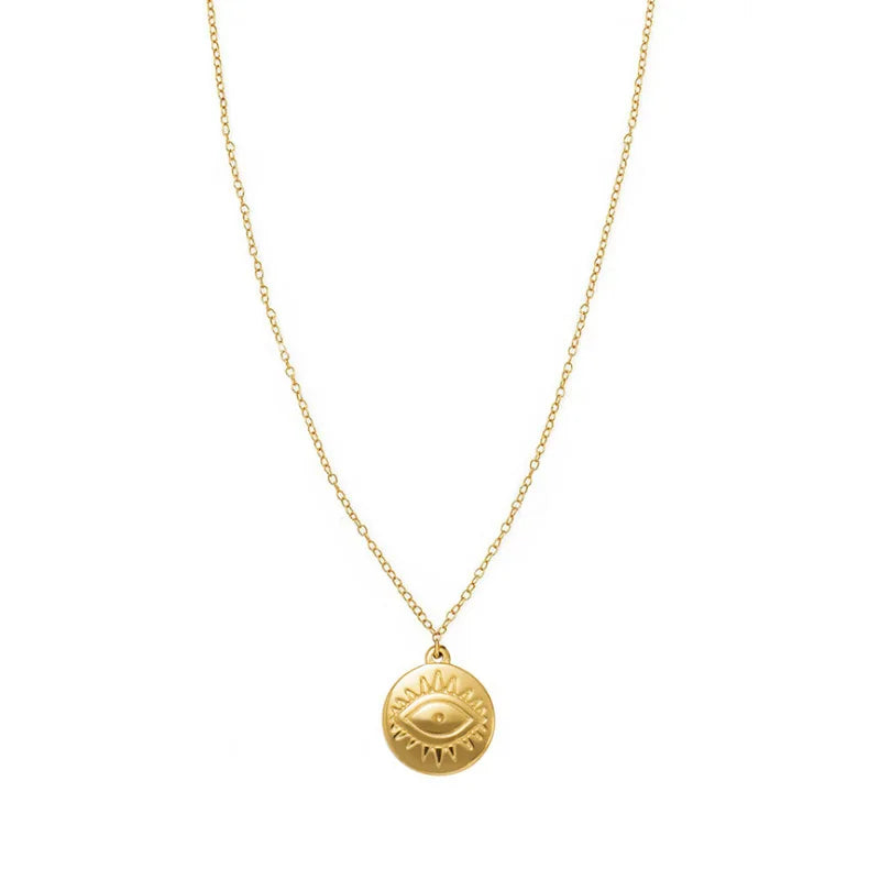 New Tarnish Free Wholesale 18K Pendant Stainless Steel  Evil Eye Necklace for Women Girls