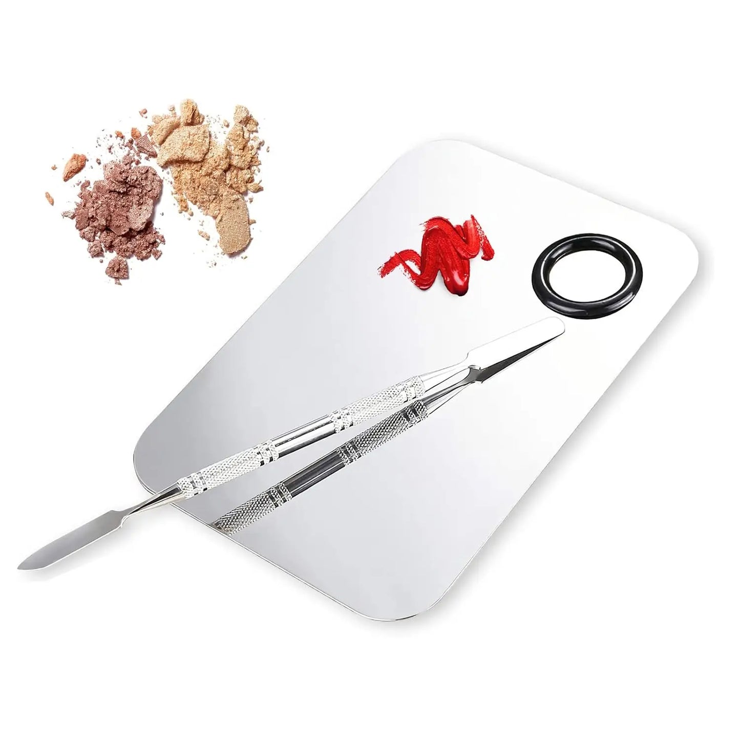 Private Label Stainless Steel Foundation Palette with Spatula for Mixing Foundation Eye Shadow Eyelash Nail Art