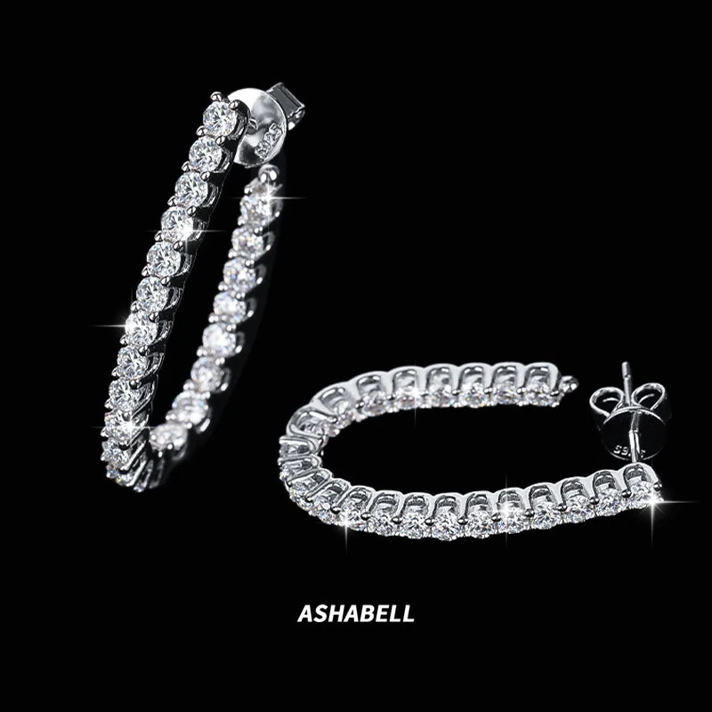 Fast Shipping S925 Sterling Silver VVS D Color Moissanite Hoop Earrings Women Full Moissanite Earrings for Birthday Gift