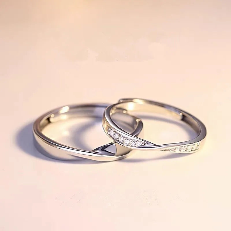 2Pcs/set Adjustable Open Mobius Couple Rings Engagement Rings for Women Wedding Promise Anniversary Ring