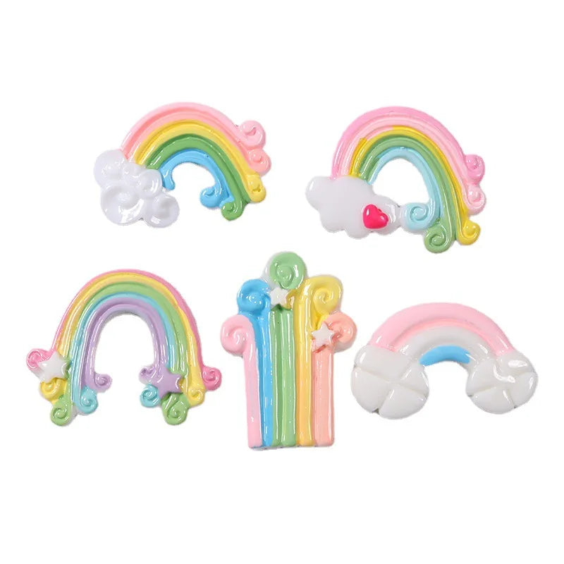 New arrival hand paint craft beautiful rainbow design flat back resin cabochons for diy