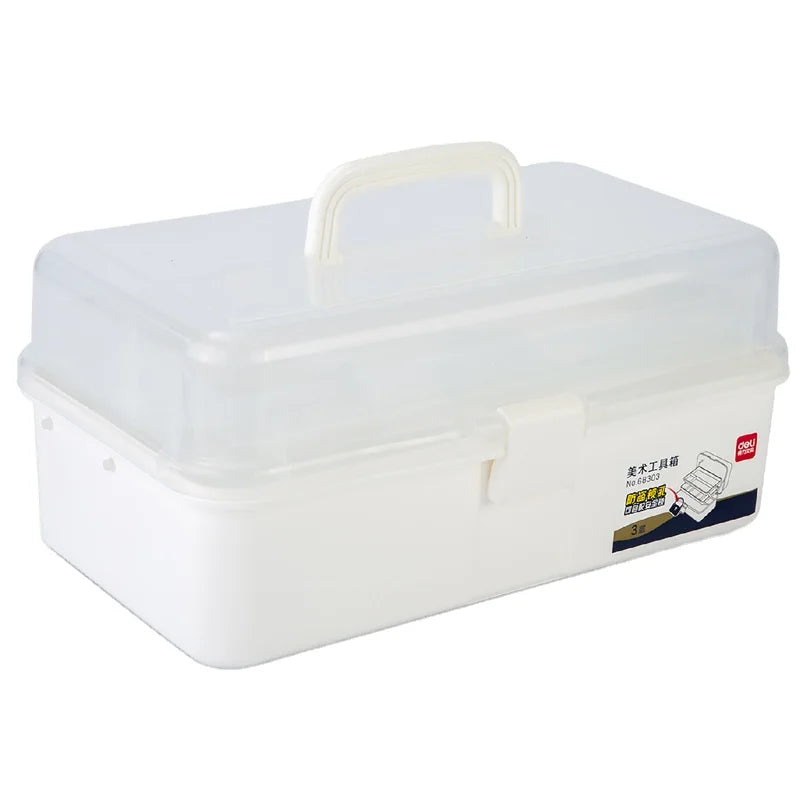 Deli 68303 16 Inch Art Toolbox Large Capacity Multifunctional Painting Box Stationery Storage Toolbox 16pcs Per Carton Set