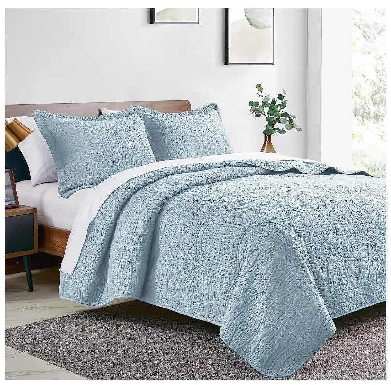 King Quilt Bedding Set Bedspread 2 Pillow Shams 300tc Modern Style All-Season Wedding Seven-piece Kit Oko-Tex Certified