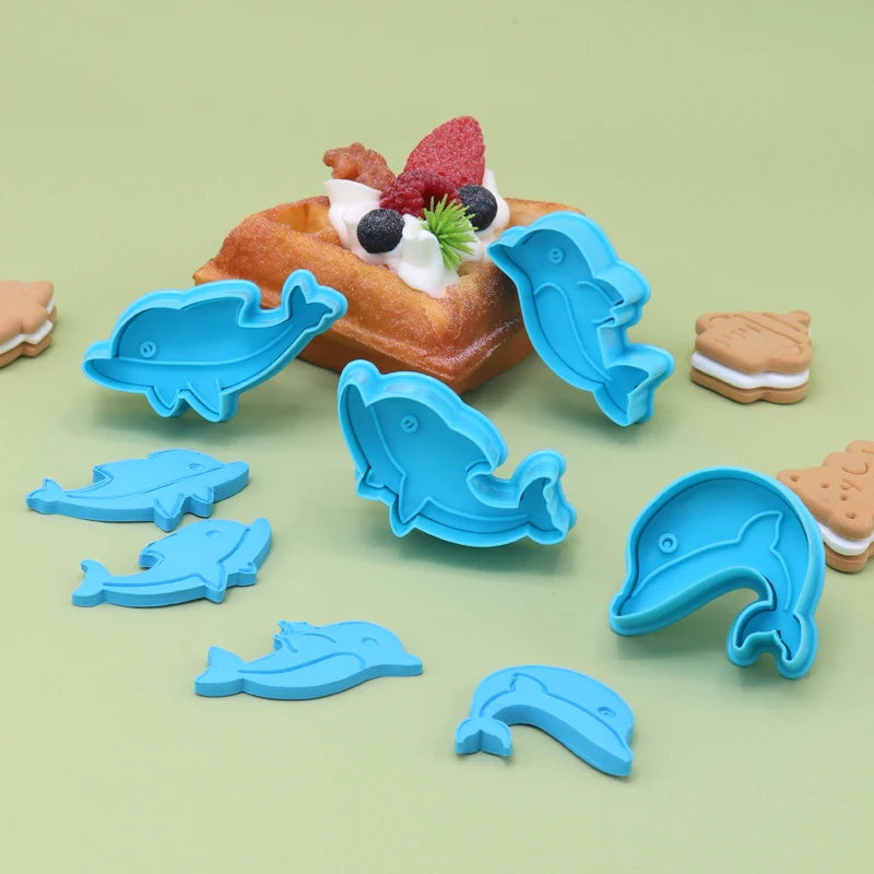 2024 the New Ocean Series Dolphin Plastic Cookies Cutter Marine Organism Cake Decoration Baking Mold