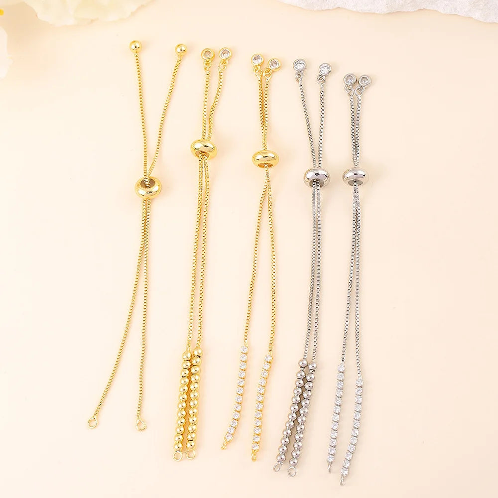 Adjustable Pull-out End Chain Trim Components Versatile Bracelet Double DIY Copper Brass Handmade Material Jewelry Findings