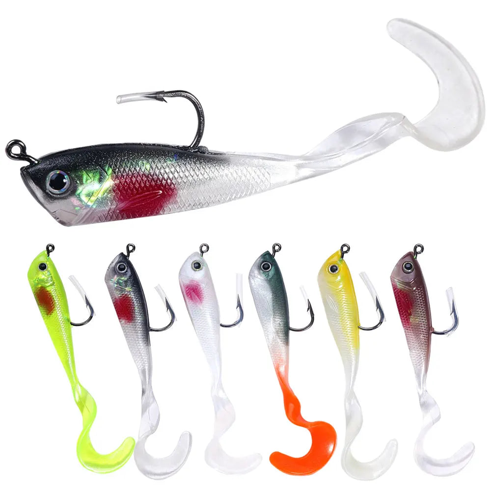 Wholesale SO049 8cm 10g 5pcs/bag Artificial Baits Lead Jig Head Soft Fishing Lures