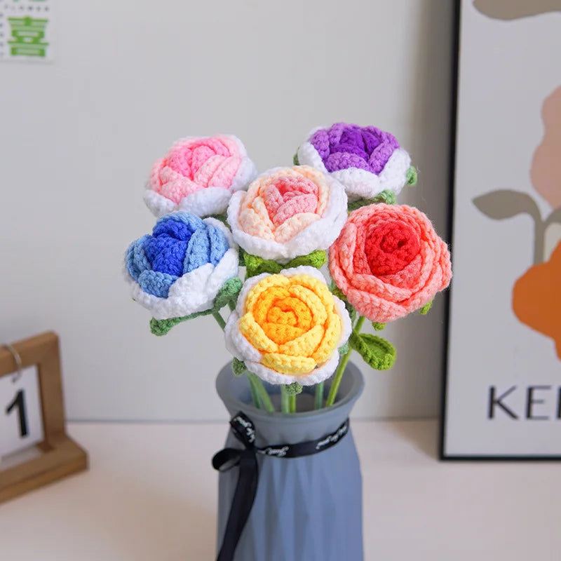 Bohe Crochet Flowers Finished Product for Gifts Eternal DIY Handmade Flowers Decorative Mother's Day Cheap Gift