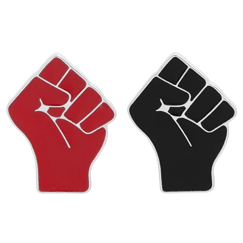 Red Black Fists Brooches Raised Fist of Solidarity Enamel Pins Backpack Clothes Lapel Pin Badge Black Lives Matter Jewelry Gi
