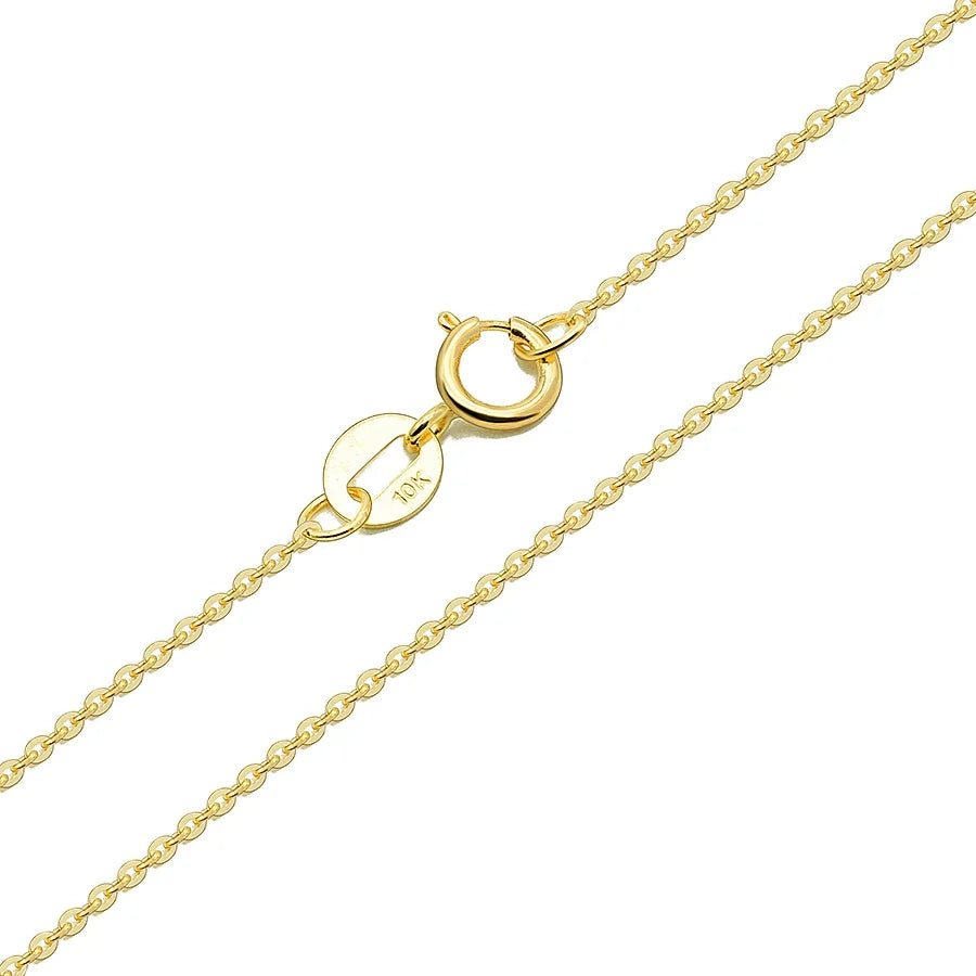 0.95mm Flat O Link Fine Jewelry Real 10K Yellow Gold Chain Flat Cable Gold Necklace Chain Solid Gold Jewelry