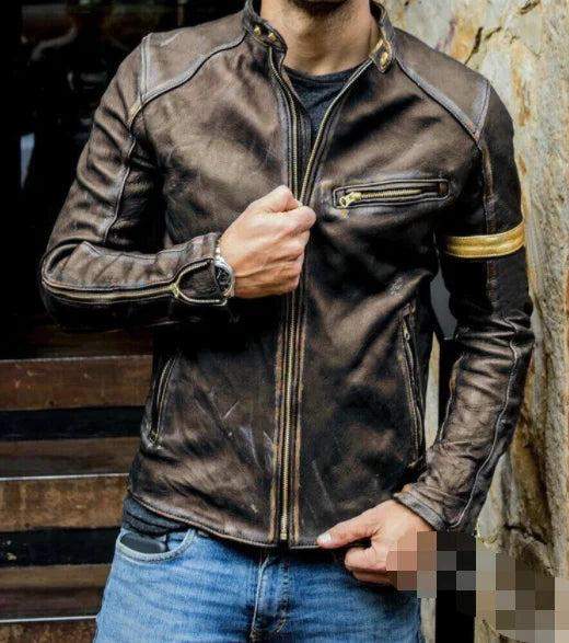 OEM ODM New Fashion Winter Men Clothing Outwear Vintage Faux Leather Coat Windbreaker Plus Size 5XL Jacket