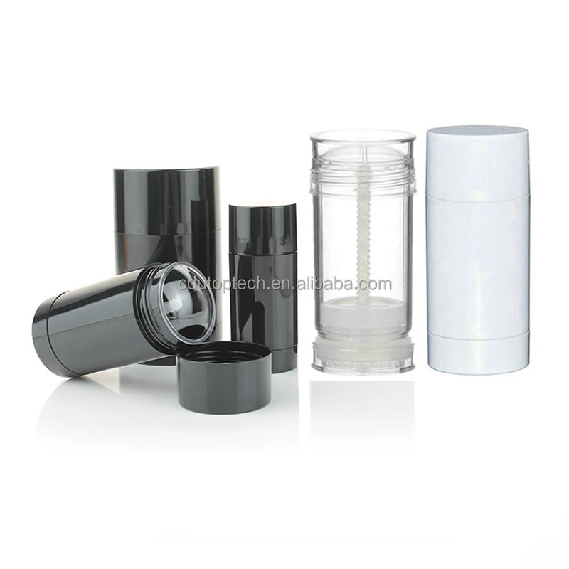 Wholesale 15g 30g 50g 75g Twist up Bottom Fill Empty Round White Black Clear Deodorant Sunscreen Stick Tube Container Packagi