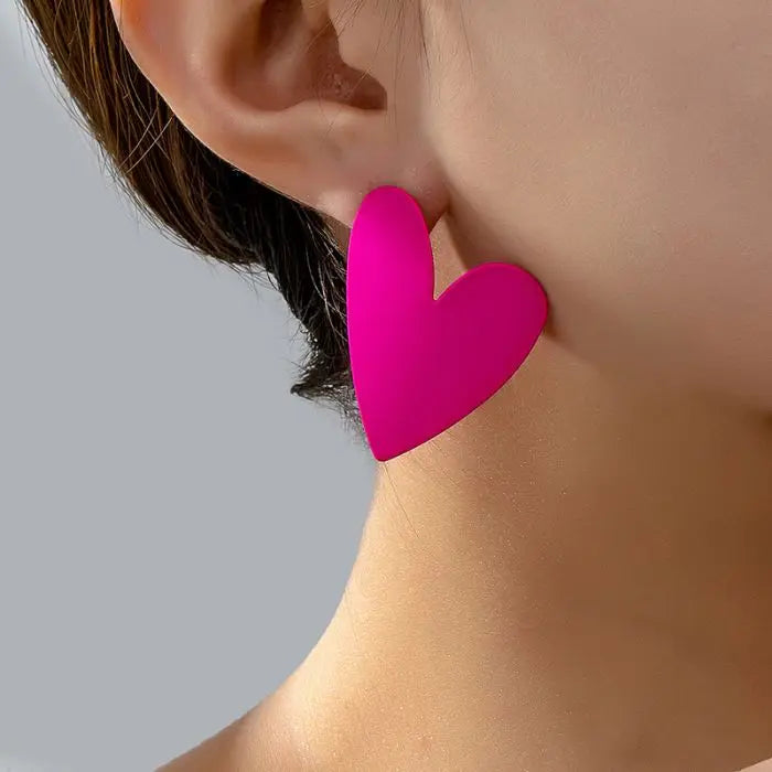 Colorful Retro Petal Exaggerated love Heart Shape Drop Earrings for Women Party Holiday Gift Fashion Jewelry Earring Accessor