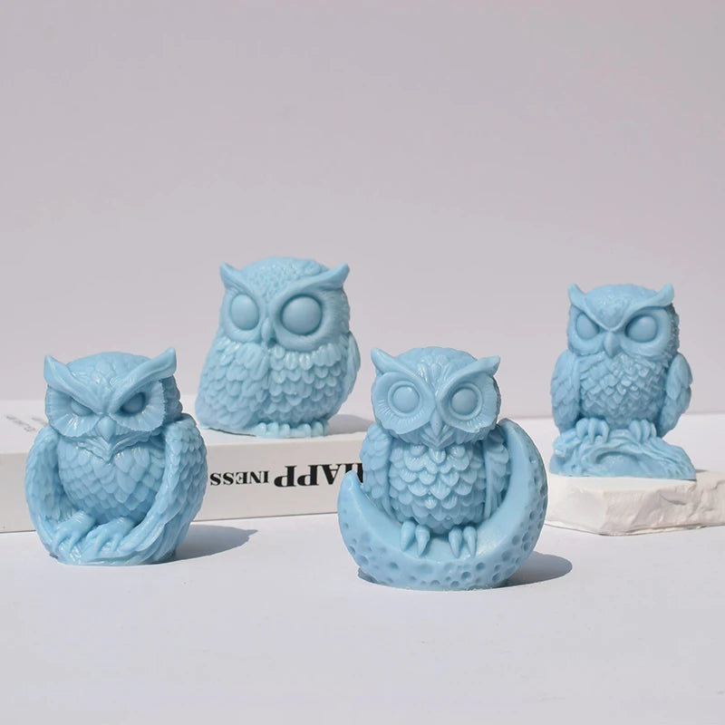3D Owl Candle Mold Handmade Cartoon Animal Silicone Molds for Candle Making Aromatherapy Gypsum Soap Silicone Molds