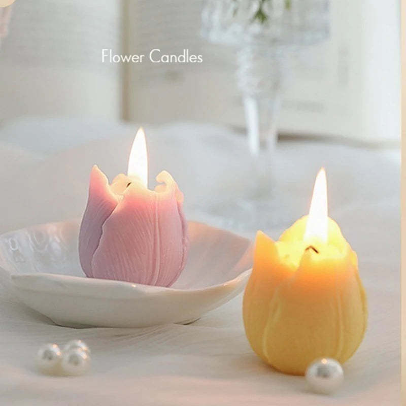 Custom Private Label Scetned Candle Home Decor Tulip Shaped Paraffin Soy Wax Scented Candles