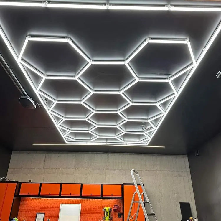 Dropshipping 14 Grid Honeycomb Auto Car Detailing Work Light Bar Car Wash Station 110v/220v Garage Ceiling Hexagonal Led Ligh