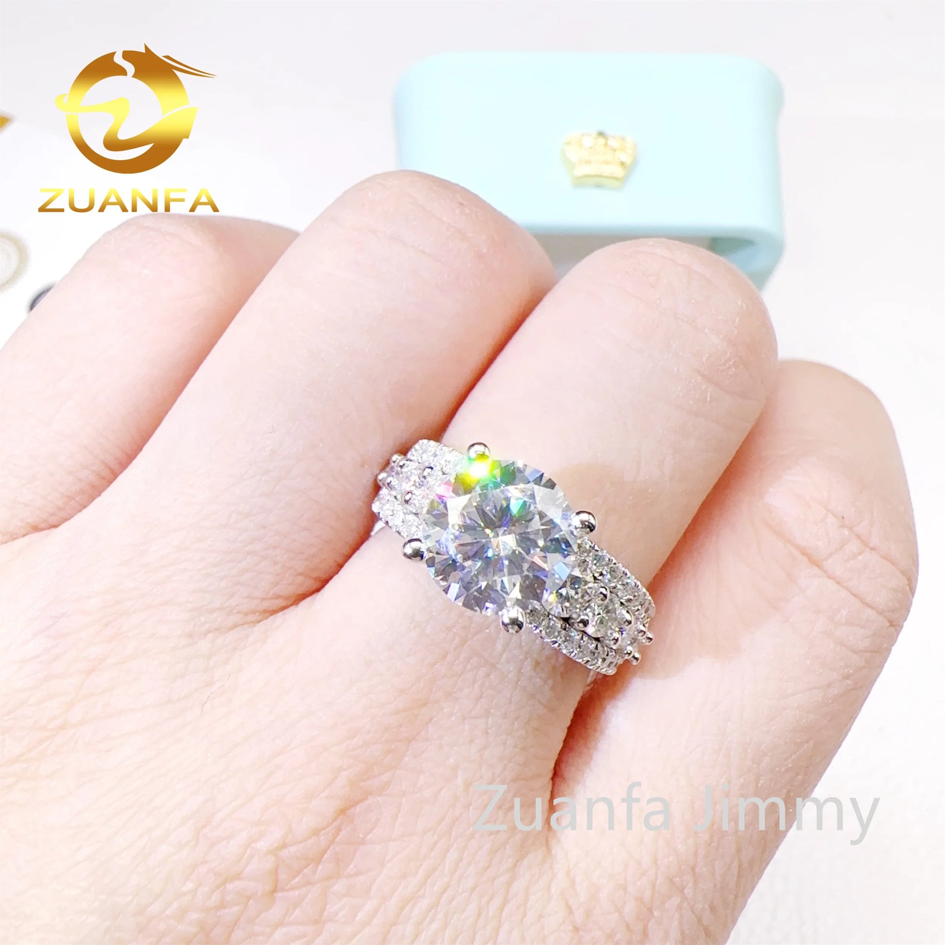 Pass Diamond Tester Elegant Bridal Jewelry 925 Silver 10k 14k Solid White Gold Brilliant Moissanite Diamond Engagement  Ring 