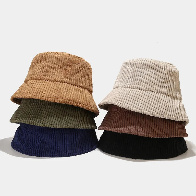 Unisex Corduroy Material Outdoor Bucket Hat Custom Design Embroidery Logo Fashionable for Fishing & Casual Use