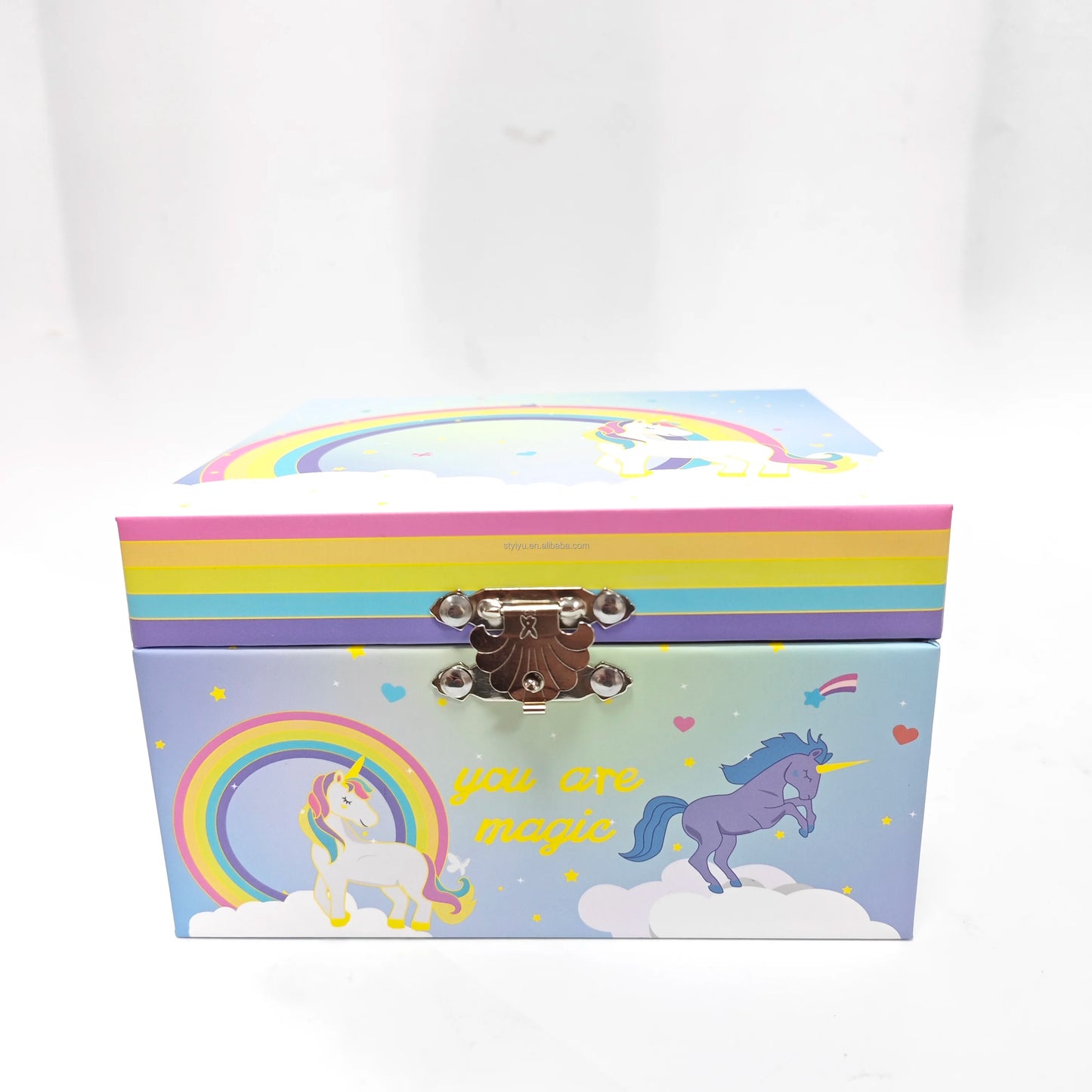 Rainbow Custom Packing Box Handle Music Boxes square Jewelry Dancing Figurine Paper Gift Music Box