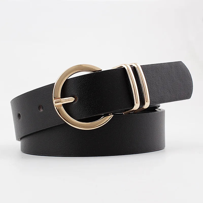 Manufacturers Wholesale Designer Women's PU  Belts Girls Dresses Jeans Strap Fashion Gold Buckle Ladies Leather Belt
