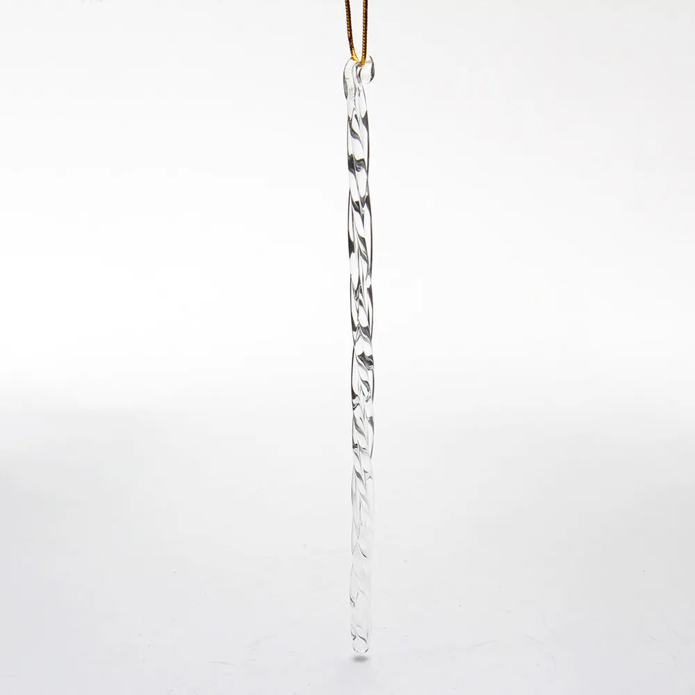 Handmade Transparent Glass Ice Strip Christmas Pendant Eco-friendly Silk Screen Printed Elegant High Quality