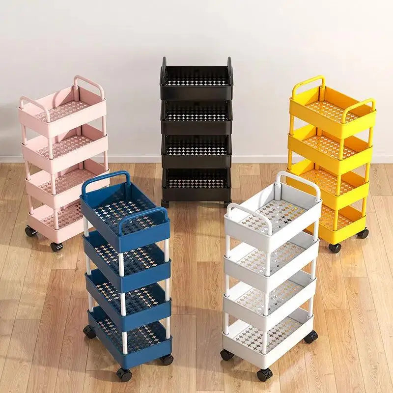 Bathroom Rolling Utility Laundry Trolley Garden Plastic  2/3/4 Tier Storage Cart with Drawers and Wheels