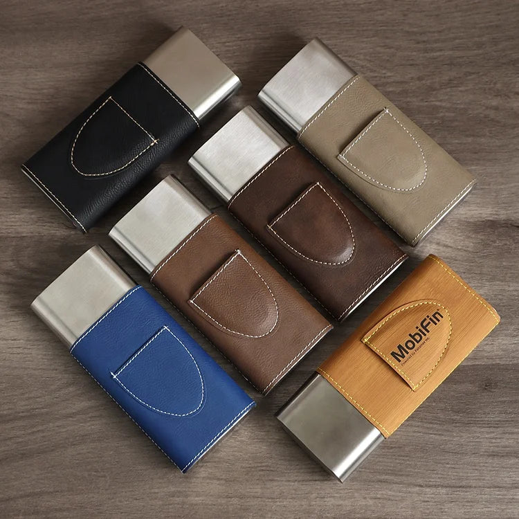 Custom Small 2oz Flask Box Case Waterproof Laserable Engraved Leatherette Cigar Accessories Caja De Puros Travel Cigar Humido