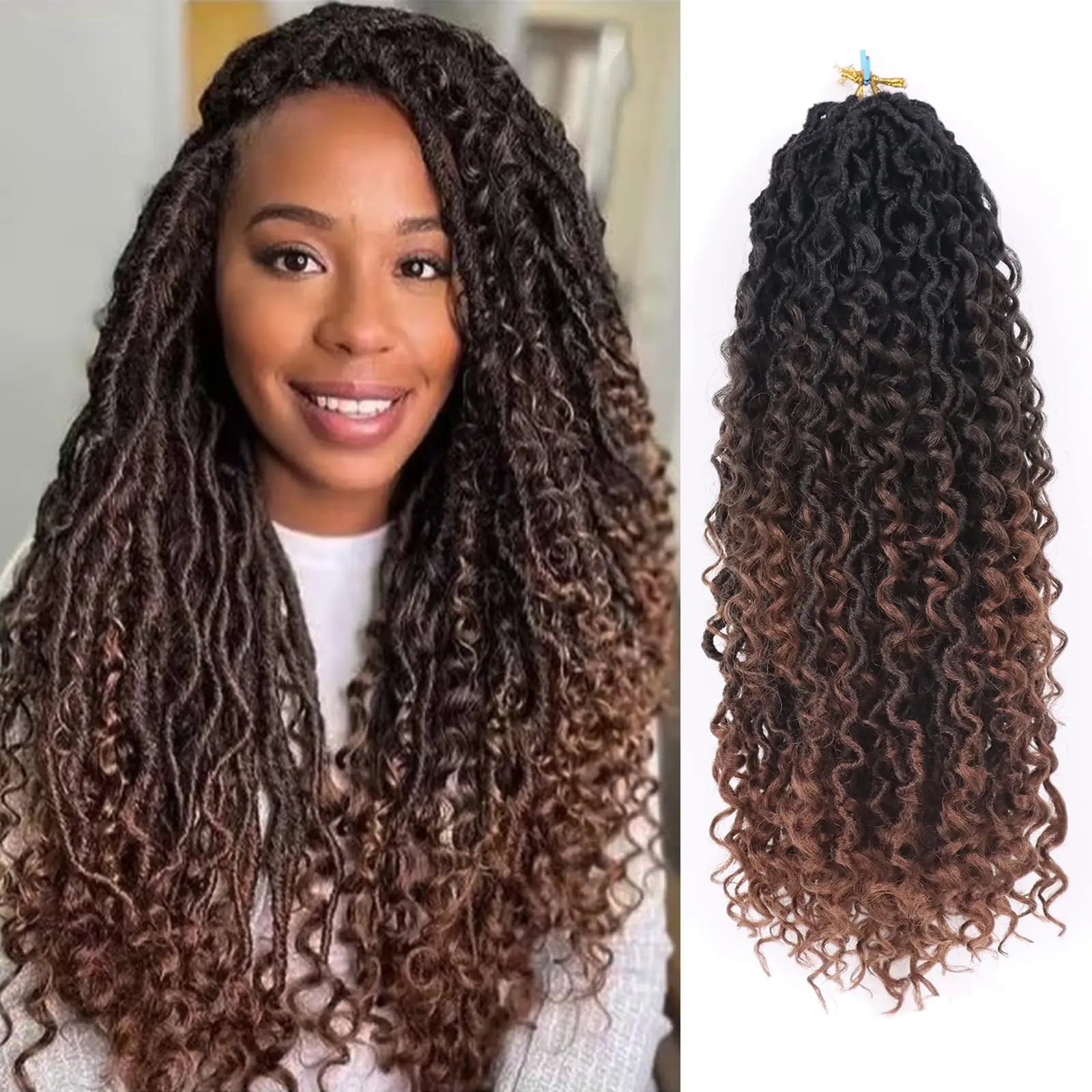 Factory Wholesale Goddess Bohemian Boho Braided French Curls Single Weft Extension High Temperature Synthetic Fiber 18 Braids