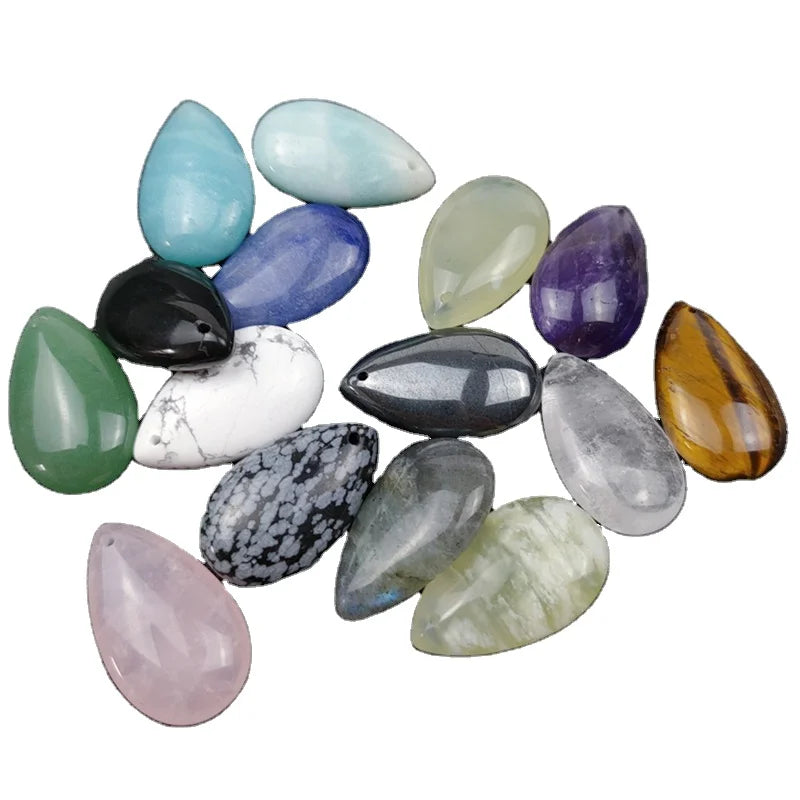 Crystal Tear Dropped Pendant Water Drop Gemstone with Hole Jewelry for Women Lady Man