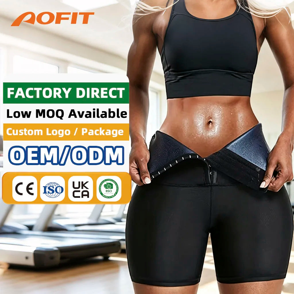 AOFIT Wholesale Plus Size Women High Waist Shorts Compression Slimming Weight Fitness Sweat Shorts Composite Fabric Professio