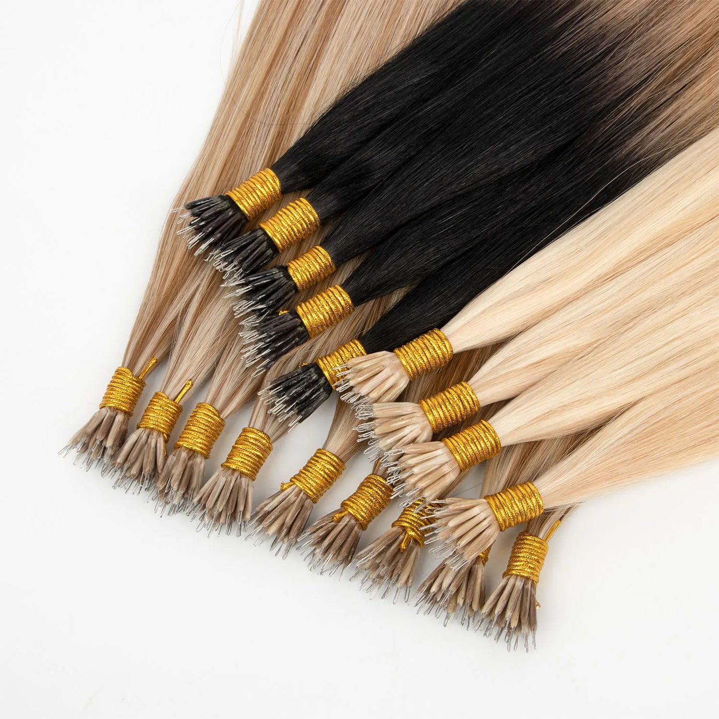 Wholesale 12A Cuticle Aligned  European Hair Remy  Nano Ring Human Hair Extensions