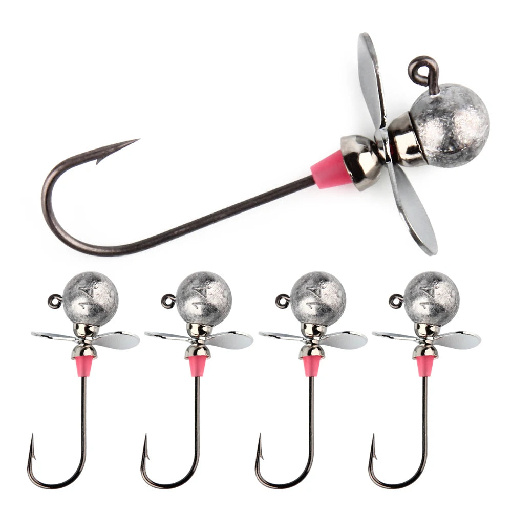 Spinpoler Propeller Round Ball Fishing Lures Jig Heads Fishing Hooks Large 5g 7g 10g 14g Long Shank Swimbait Fishing Tackle
