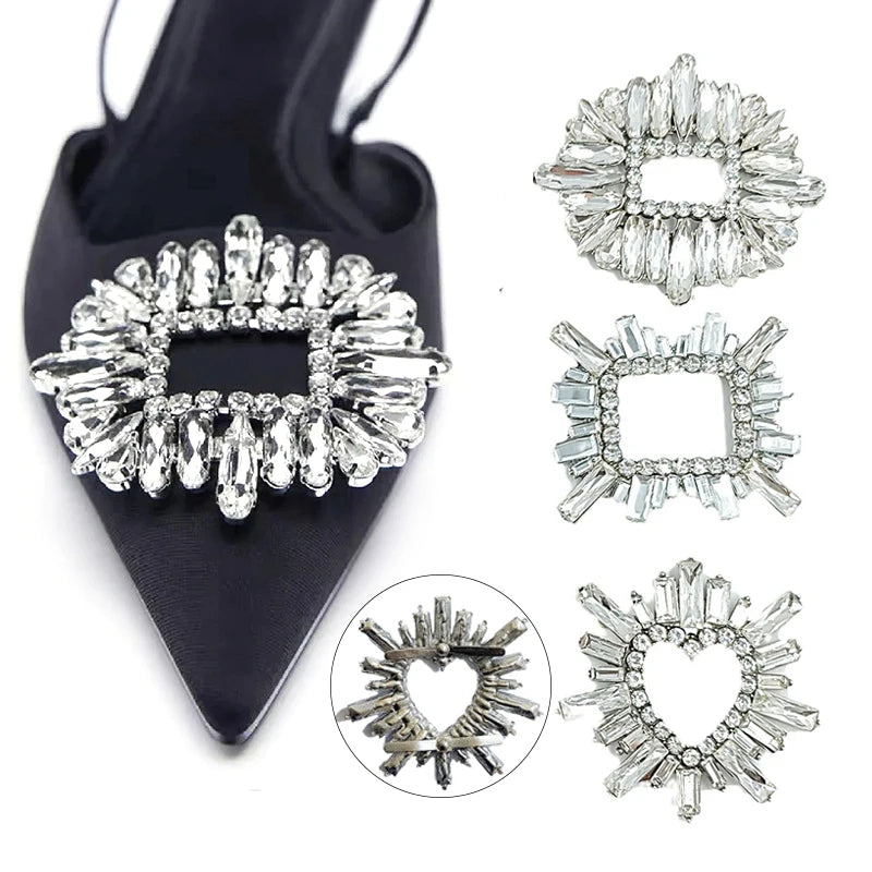 Wholesale Metal Rhinestone Crystal Shoe Clips Ladies High Heel Shoe Ornament With Prong Crystal Shoe Buckle Accessories