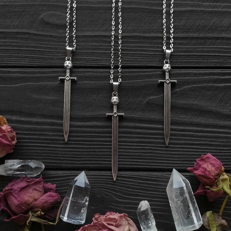 Retro Sword Pendant Necklaces Glow the Dark Pendants Gifts for Men and Women Fashion  Necklace Jewelry