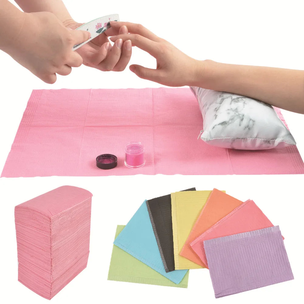 Newby 125pcs Disposable Waterproof Hand Tablecloth Lint Paper Pad Nails Art Cleaning Mat