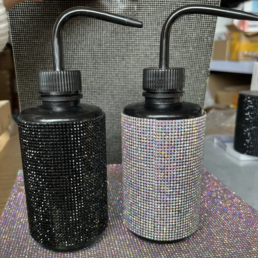 Colorful Plastic Lash Wash Bottle with Rhinestone Detail Nylon Brush for Cleaning Washing Rinse Bath Eyelash Extension Shampo