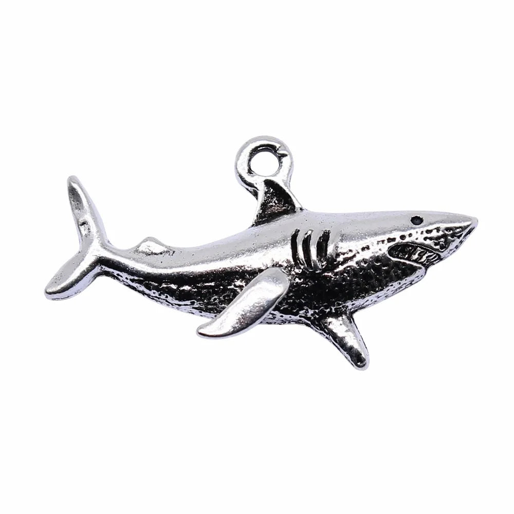 AA0160144 Charms Shark Fish 32x16mm Antique Silver Color Pendants Making DIY Handmade Tibetan Finding Jewelry