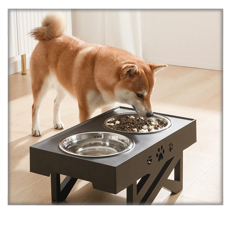 Dogs Double Bowls with Stand Adjustable Height Pet Feeding Dish Bowl Medium Big Dog Elevated Food Water Feeders Cat Lift Tabl