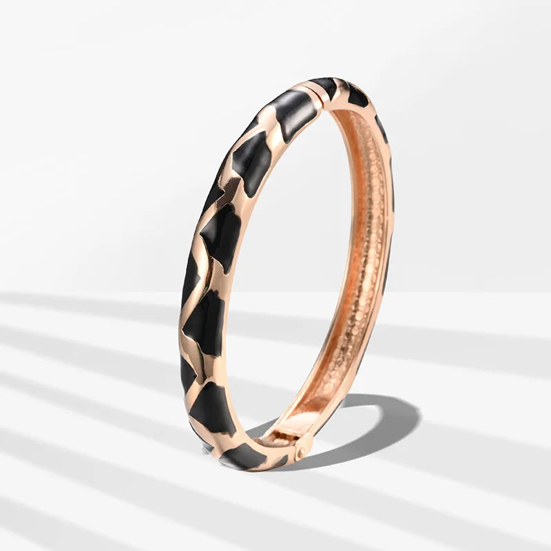 Daili Black Fine Jewelry Bracelets & Bangles Handcrafted Cloisonne Bracelet Women Gold Plated Luxury Bangles Accessories Wome