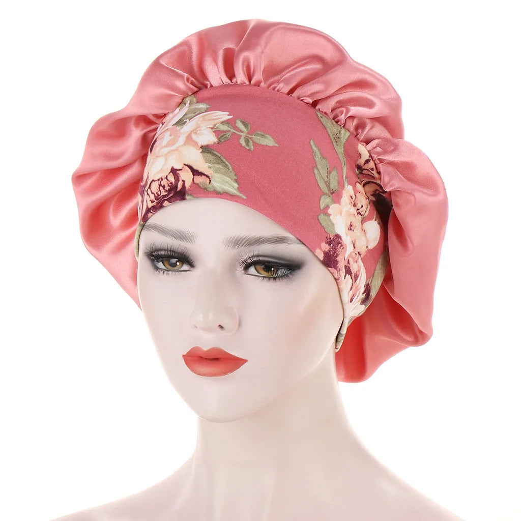 Custom Logo Satin Silk Hair Bonnet for Women Elastic Printed Sleeping Band for Daily & Outdoor Use for Curly Natural Hair