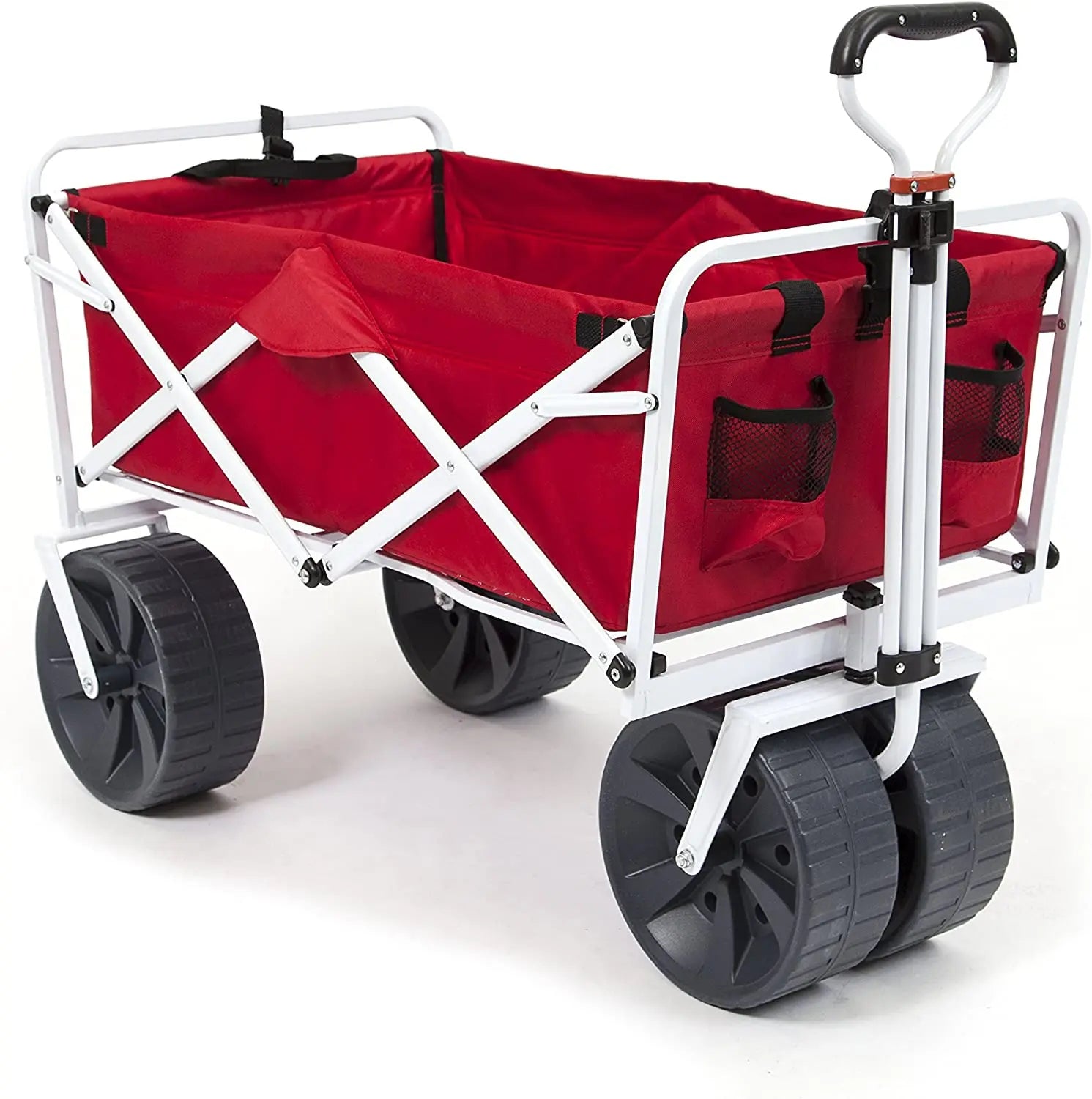 WOQI  Folding Wagon Cart Heavy Duty Foldable with Adjustable Handle Utility Grocery Wagon Cart for Picnic Camping and Outdoor