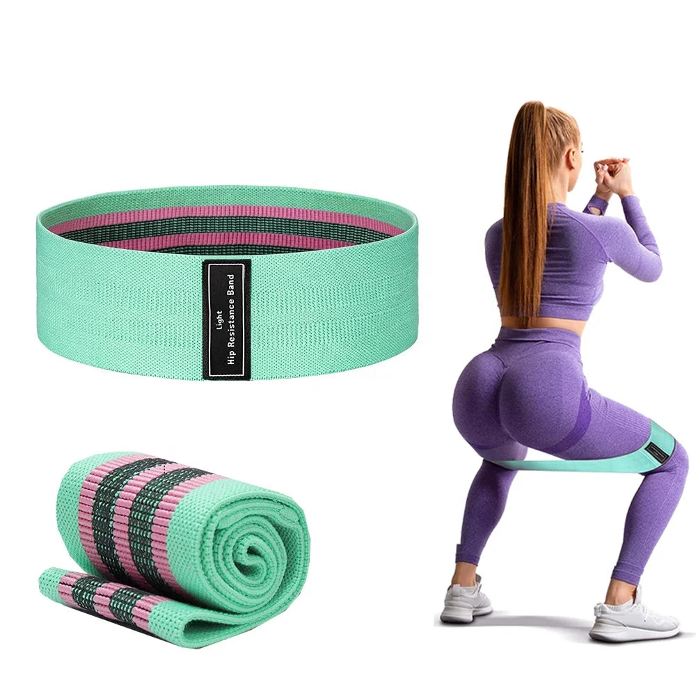 Zakerda Home Gym Elastic Loop Green Polyester Fabric Hip Resistance Bands for Body Building Stretching Exercise Fitness Light