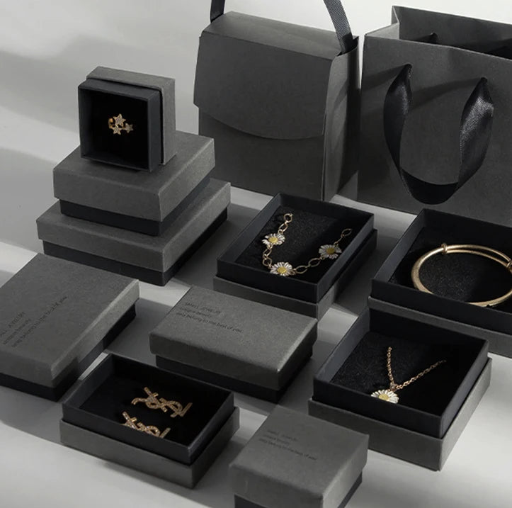 Factory Direct Sale Cardboard Earings and Necklace Soot Black Cover Jewelry Box